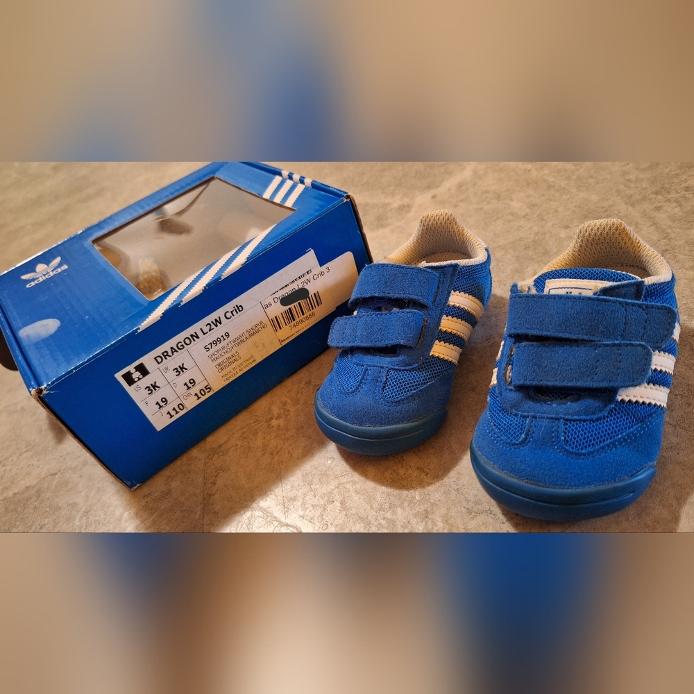 adidas Blue & White Dragon Crib Baby Shoes
